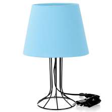 Abajur Torre Dome Azul Bebe com Aramado Preto