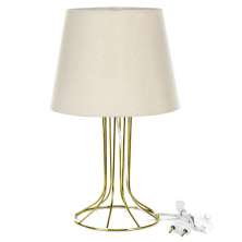 Abajur Torre Dome Bege Com Aramado Dourado