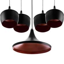 Conjunto Lustres Pendente Tom Dixon 1 Chapéu + 4 Balão Preto