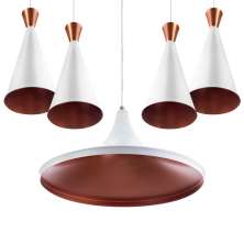 Conjunto Lustres Pendente Tom Dixon 1 Chapéu + 4 Cone Branco