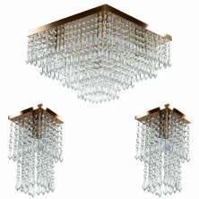 Kit 1 Lustre Cristal Acr. Dream + 2 Lustres Spark Cobre