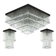 Kit 1 Lustre Cristal Acr. Dream + 2 Lustres Spark Preto