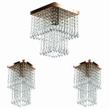 Kit 1 Lustre Cristal Acr. Marry + 2 Lustres Spark Cobre