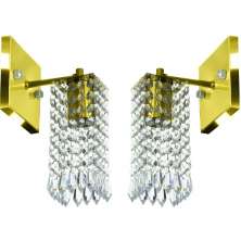 Kit 2 Arandelas Cristal Acril. Clearcrillic Quadrada Dourado