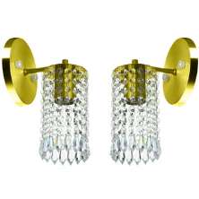 Kit 2 Arandelas Cristal Acril. Clearcrillic Redonda Dourado