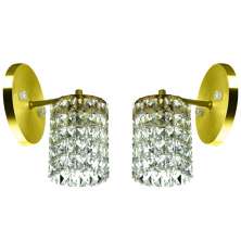 Kit 2 Arandelas Cristal Legitimo Clearwall Redonda Dourada
