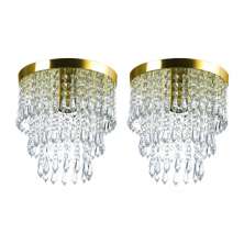 Kit 2 Lustre De Cristal Acrilico Manucrillic Dourado.