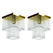 Kit 2 Lustre De Cristal Acrilico Marrycrilic Dourado.