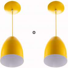 Kit 2 Lustre Pendente Cone De Alumínio 20x14cm Amarelo