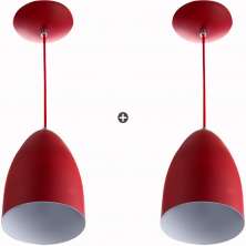 Kit 2 Lustre Pendente Cone De Alumínio 20x14cm Vermelho