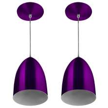 Kit 2 Lustre Pendente Luminária Sadan Alumínio Roxo Metalico