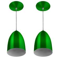 Kit 2 Lustre Pendente Luminária Sadan Alumínio Verde Metalic