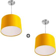 Kit 2 Lustres Cupula Pendente Dome 30x20cm Magnífico Amarelo