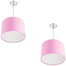 Kit 2 Lustres Cupula Pendente Dome 30x20cm Magnífico Rosa