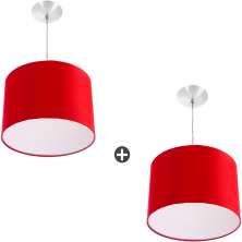 Kit 2 Lustres Cupula Pendente Dome 30x20cm Magnífico Vermelho