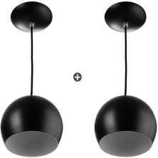 Kit 2 Lustres Pendente Bola Media De Alumínio 23cm Soquete E-27 Preto