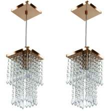 Kit 2 Lustres Pendente De Cristal Acrilico Spark Cobre