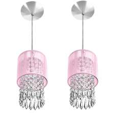 Kit 2 Pendente Cupula Redondo ClearFio Cristal Acr. Rosa