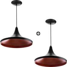 Kit 2 Pendentes Chapeu Aluminio Tom Dixon Preto Lindíssimo Promoção