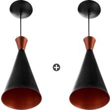 Kit 2 Pendentes Cone Funil Aluminio Tom Dixon 33x15cm Preto