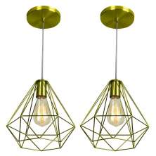 Kit 2 Pendentes Diamante Aramado Grande Dourado