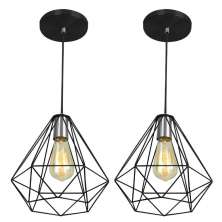 Kit 2 Pendentes Diamante Aramado Grande Preto
