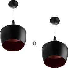 Kit 2 Pendentes Gourmet Balão 32X25cm Em Aluminio Preto Magnifico