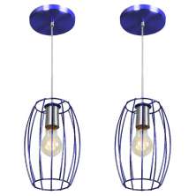 Kit 2 Pendentes Pequim Aramado Azul Metalico