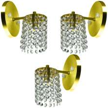 Kit 3 Arandela de Cristal Legitimo Clearcast Redonda Dourado