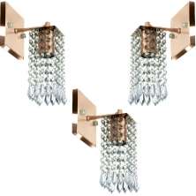 Kit 3 Arandelas Cristal Acrilico Clearcrillic Quadrada Cobre