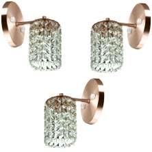 Kit 3 Arandelas Cristal Legitimo Clearwall Redonda Cobre