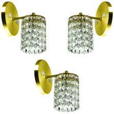 Kit 3 Arandelas Cristal Legitimo Clearwall Redonda Dourada