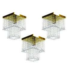 Kit 3 Lustre De Cristal Acrilico Marrycrilic Dourado.