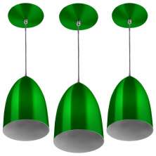 Kit 3 Lustre Pendente Luminária Sadan Alumínio Verde Metálic