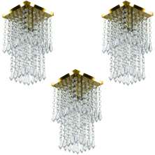 Kit 3 Lustre Plafon De Cristal Acrilico Spark Dourado