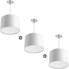 Kit 3 Lustres Cupula Pendente Dome 30x20cm Magnífico Branco