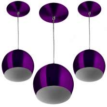 Kit 3 Pendentes Bola Pequena Alumínio 15cm Roxo Metalico