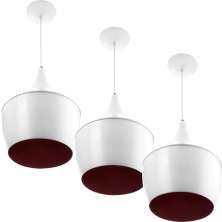 Kit 3 Pendentes Gourmet Balão 32X25cm Em Aluminio Branco Magnifico