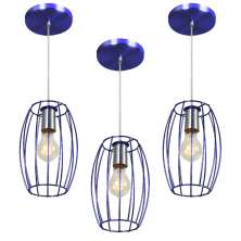 Kit 3 Pendentes Pequim Aramado Azul Metalico