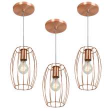 Kit 3 Pendentes Pequim Aramado Cobre