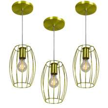 Kit 3 Pendentes Pequim Aramado Dourado