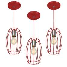 Kit 3 Pendentes Pequim Aramado Vermelho
