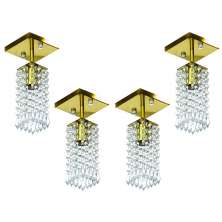 Kit 4 Lustre Clearcrillic Cristal Acrílico Quadrado Dourado