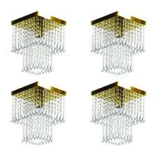 Kit 4 Lustre De Cristal Acrilico Marrycrilic Dourado.