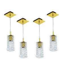 Kit 4 Lustre Pendente Clearcrillic Cristal Acrílico Dourado