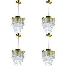 Kit 4 Lustre Pendente De Cristal Acrílico Manucrilic Dourado