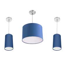 Kit Pendente Dome + 2 Pendente Cilindrica Azul