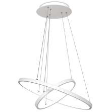 Lustre Pendente 2 Anéis Ring Branco Led Bivolt 60cm 3000K