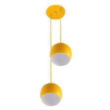Lustre Pendente Aluminio Bola Duplo 15cm Amarelo