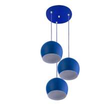 Lustre Pendente Aluminio Bola Triplo 15cm Azul